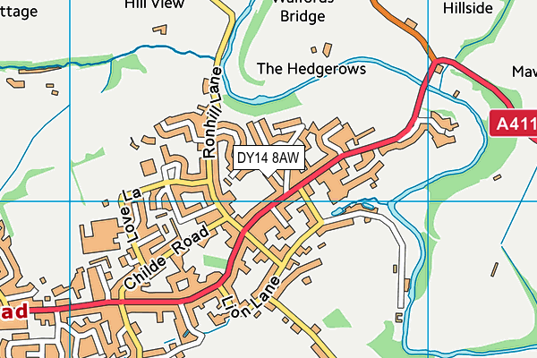 DY14 8AW map - OS VectorMap District (Ordnance Survey)