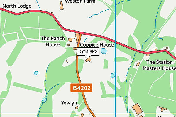 DY14 8PX map - OS VectorMap District (Ordnance Survey)