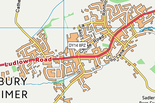 DY14 8PZ map - OS VectorMap District (Ordnance Survey)
