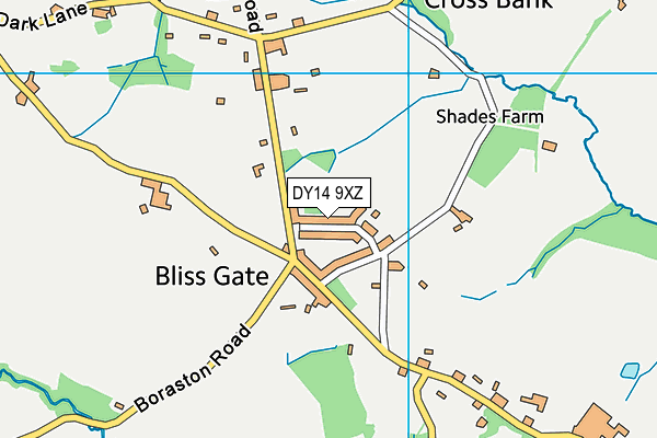 DY14 9XZ map - OS VectorMap District (Ordnance Survey)