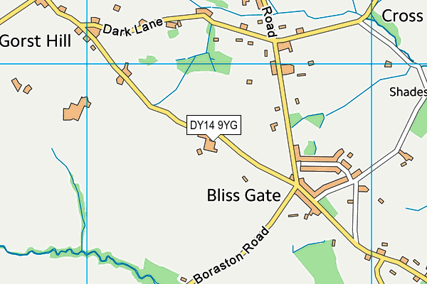 DY14 9YG map - OS VectorMap District (Ordnance Survey)