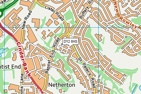 DY2 8HS map - OS VectorMap District (Ordnance Survey)