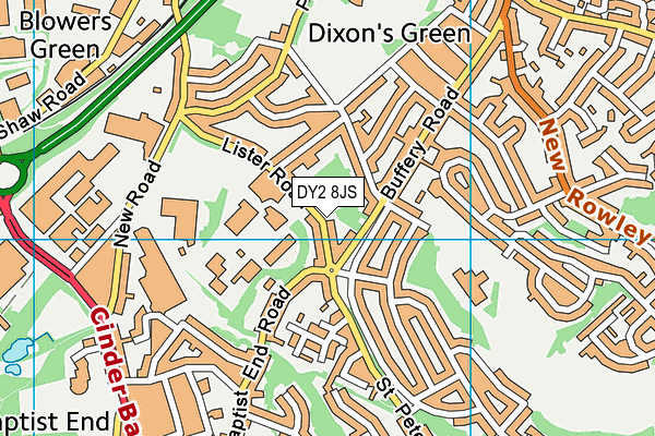 DY2 8JS map - OS VectorMap District (Ordnance Survey)