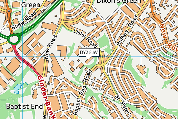 DY2 8JW map - OS VectorMap District (Ordnance Survey)