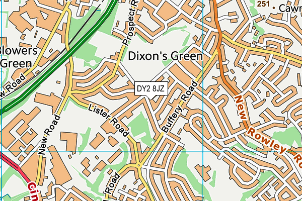 DY2 8JZ map - OS VectorMap District (Ordnance Survey)