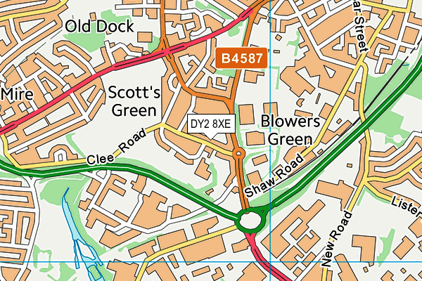 DY2 8XE map - OS VectorMap District (Ordnance Survey)