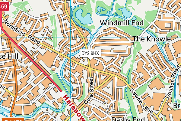 DY2 9HX map - OS VectorMap District (Ordnance Survey)