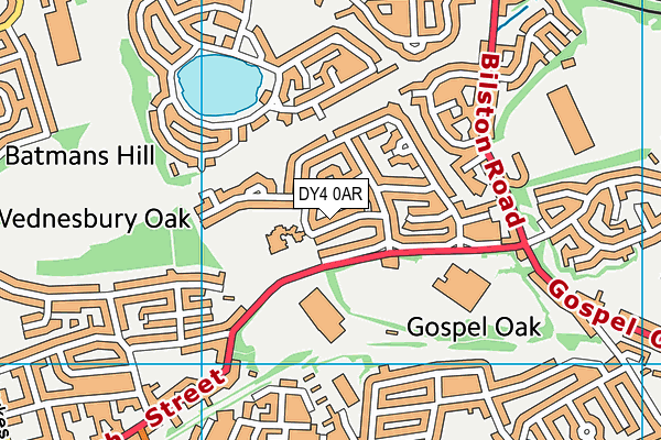 Wednesbury Oak Academy map (DY4 0AR) - OS VectorMap District (Ordnance Survey)