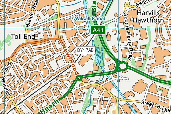 DY4 7AB map - OS VectorMap District (Ordnance Survey)