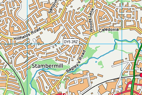 DY5 2RZ map - OS VectorMap District (Ordnance Survey)