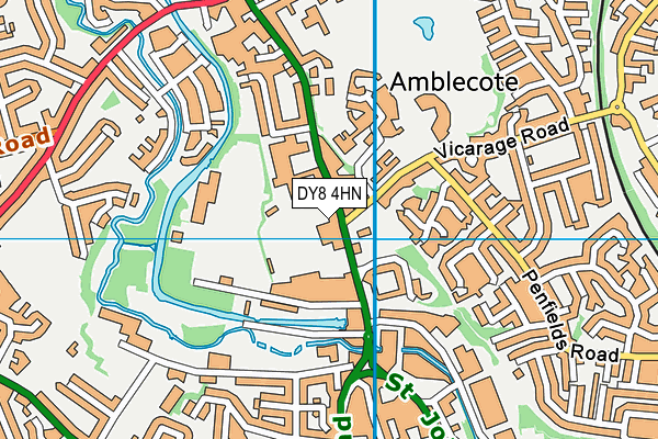 War Memorial Athletic Ground (Stourbridge) map (DY8 4HN) - OS VectorMap District (Ordnance Survey)