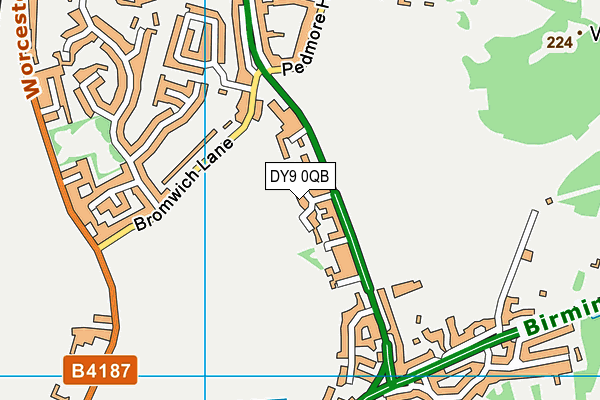 DY9 0QB map - OS VectorMap District (Ordnance Survey)
