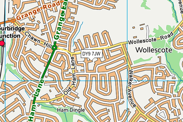 DY9 7JW map - OS VectorMap District (Ordnance Survey)