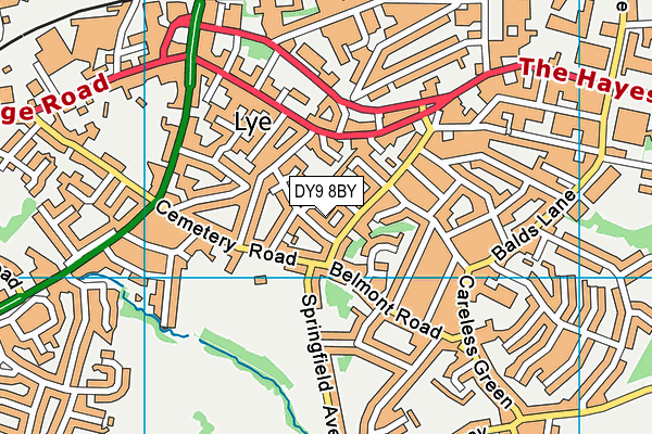 DY9 8BY map - OS VectorMap District (Ordnance Survey)