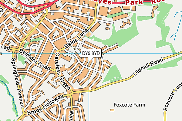 DY9 8YD map - OS VectorMap District (Ordnance Survey)