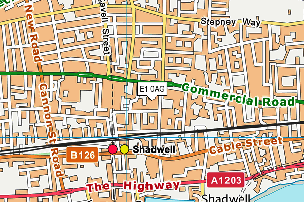 E1 0AG map - OS VectorMap District (Ordnance Survey)