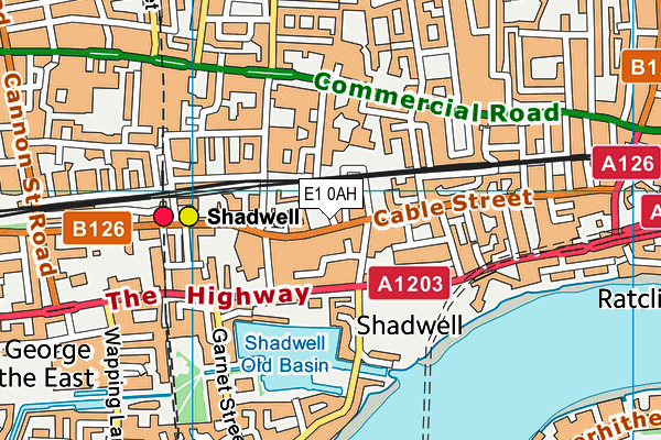 E1 0AH map - OS VectorMap District (Ordnance Survey)