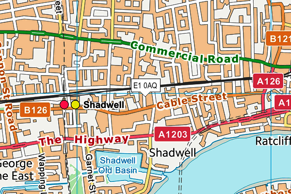 E1 0AQ map - OS VectorMap District (Ordnance Survey)