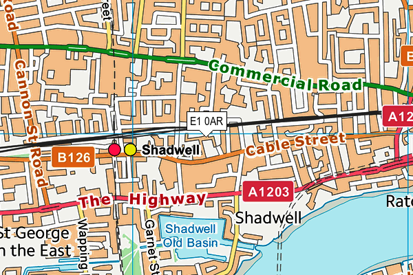 E1 0AR map - OS VectorMap District (Ordnance Survey)