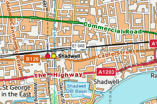 E1 0AS map - OS VectorMap District (Ordnance Survey)