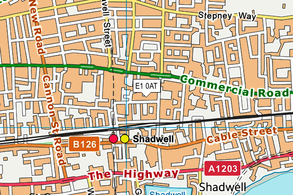 E1 0AT map - OS VectorMap District (Ordnance Survey)