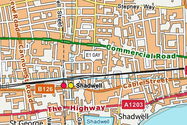 E1 0AY map - OS VectorMap District (Ordnance Survey)