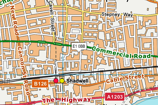 E1 0BB map - OS VectorMap District (Ordnance Survey)