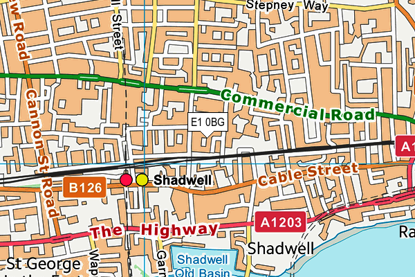 E1 0BG map - OS VectorMap District (Ordnance Survey)