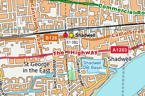 E1 0BU map - OS VectorMap District (Ordnance Survey)