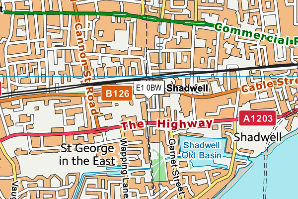 E1 0BW map - OS VectorMap District (Ordnance Survey)