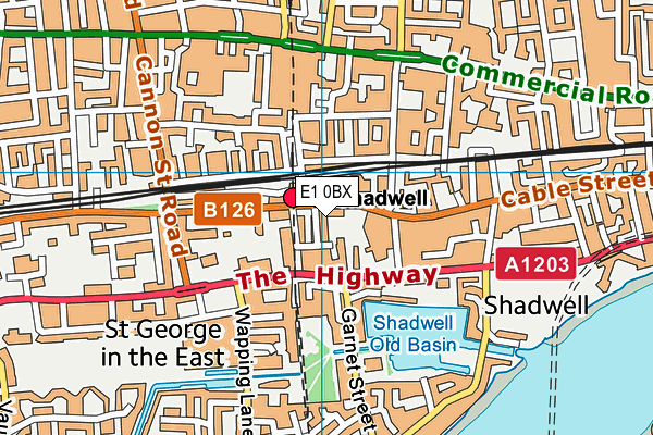 E1 0BX map - OS VectorMap District (Ordnance Survey)