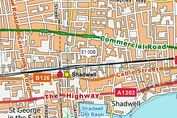 E1 0DB map - OS VectorMap District (Ordnance Survey)