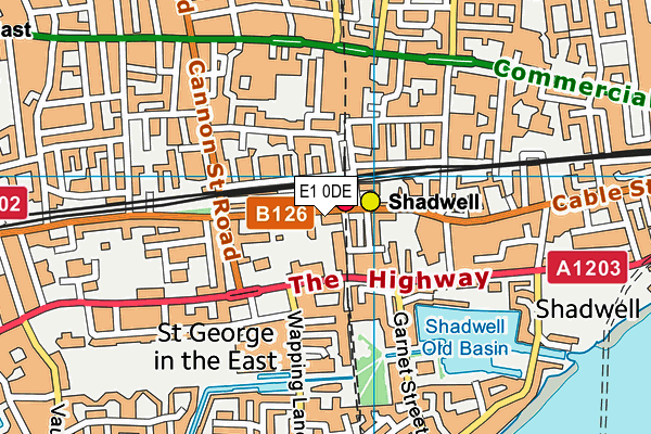 E1 0DE map - OS VectorMap District (Ordnance Survey)