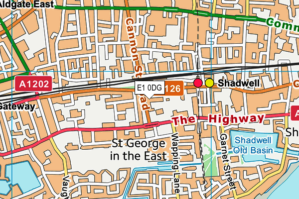 E1 0DG map - OS VectorMap District (Ordnance Survey)