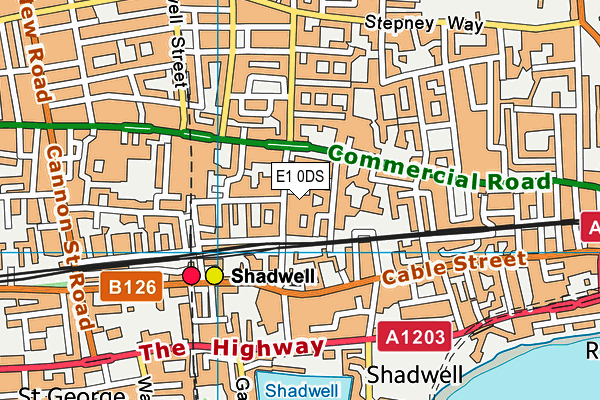 E1 0DS map - OS VectorMap District (Ordnance Survey)