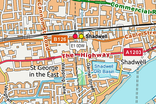 E1 0DW map - OS VectorMap District (Ordnance Survey)