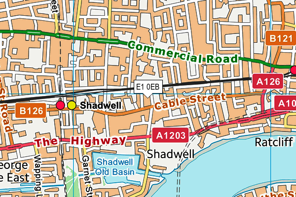 E1 0EB map - OS VectorMap District (Ordnance Survey)