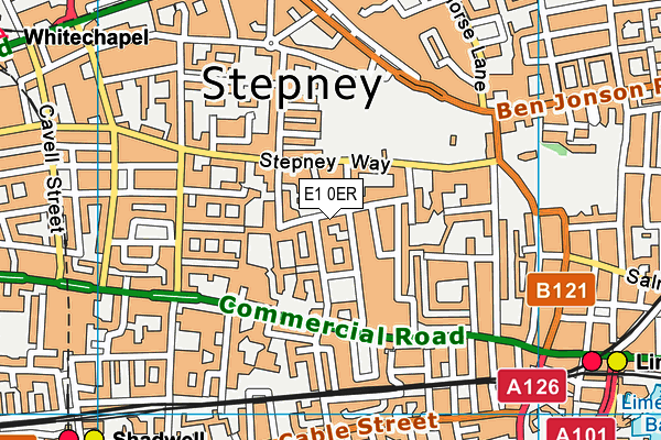 E1 0ER map - OS VectorMap District (Ordnance Survey)