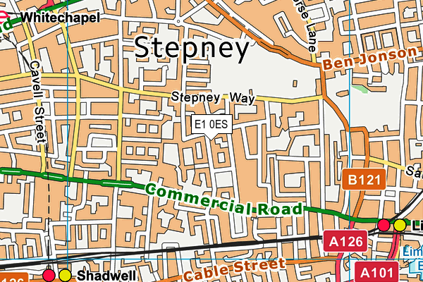 E1 0ES map - OS VectorMap District (Ordnance Survey)