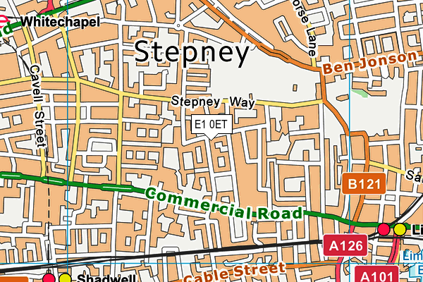 E1 0ET map - OS VectorMap District (Ordnance Survey)