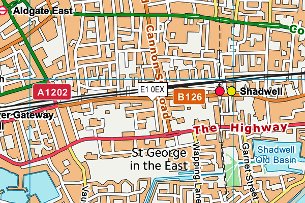 E1 0EX map - OS VectorMap District (Ordnance Survey)