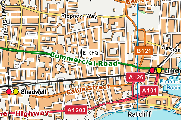 E1 0HQ map - OS VectorMap District (Ordnance Survey)