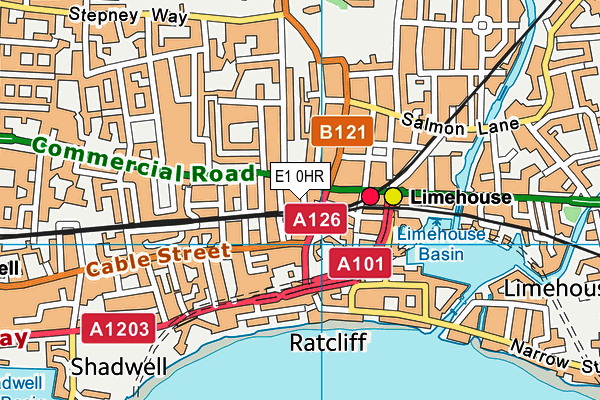 E1 0HR map - OS VectorMap District (Ordnance Survey)