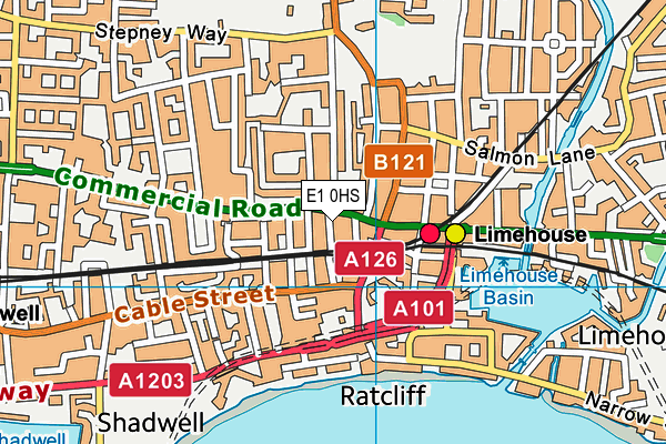 E1 0HS map - OS VectorMap District (Ordnance Survey)