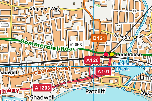 E1 0HX map - OS VectorMap District (Ordnance Survey)