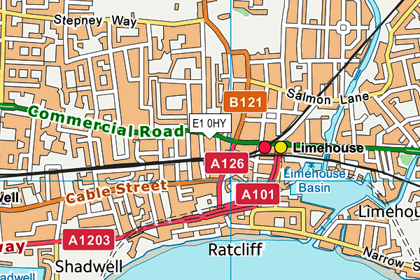 E1 0HY map - OS VectorMap District (Ordnance Survey)