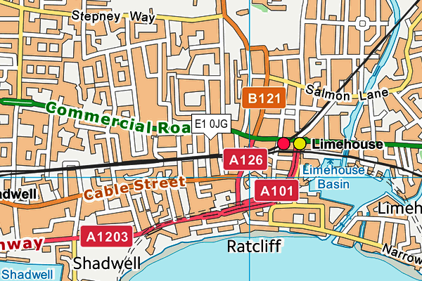 E1 0JG map - OS VectorMap District (Ordnance Survey)