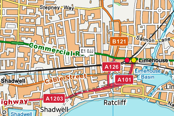 E1 0JJ map - OS VectorMap District (Ordnance Survey)