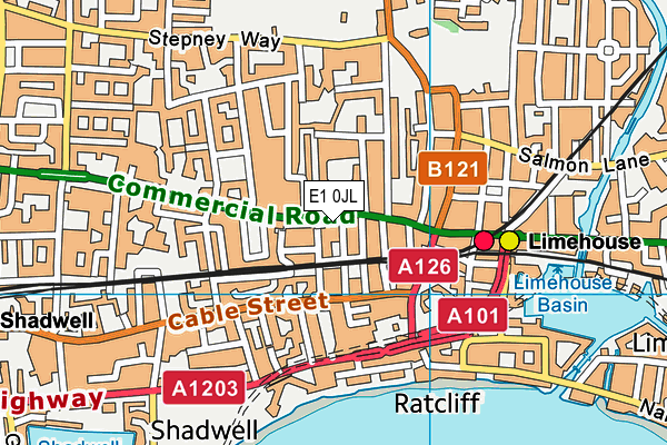 E1 0JL map - OS VectorMap District (Ordnance Survey)