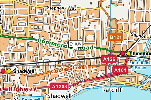 E1 0JN map - OS VectorMap District (Ordnance Survey)